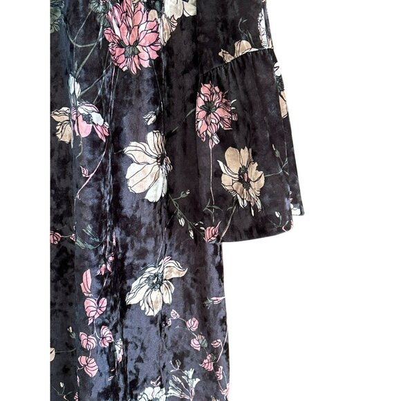 Chicos Womens Black Floral Whimsigoth Velvet Shift Dress Size 3 Bell Sleeve Boho - Picture 3 of 6